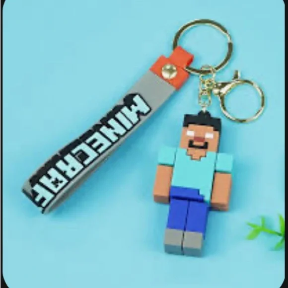 Minecraft Soft Silicone Keychain Wristband Strap Bag Key Holder Key chains - Picture 2 of 2